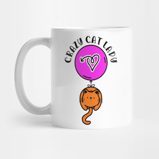 Crazy Cat Lady Funny Cat with Pink Balloon Graphic Design Mug